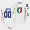 italy custom 2021 iihf world championship white home jersey