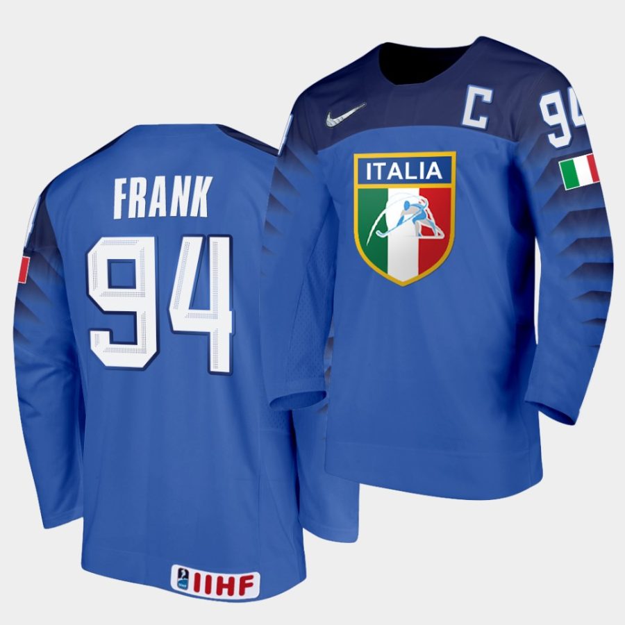 italy daniel frank 2021 iihf world championship blue away jersey 0