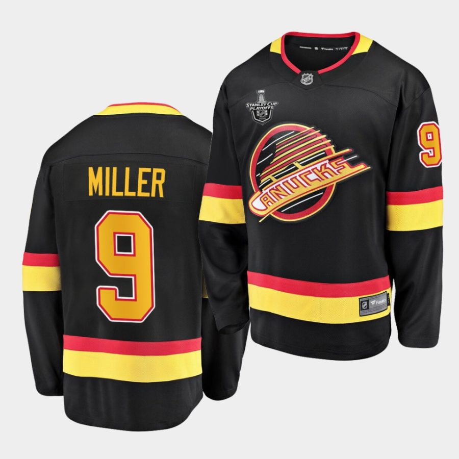 j. t. miller canucks black 2020 stanley cup playoffs flying skate jersey