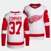 j.t. compher red wings white away authentic pro jersey