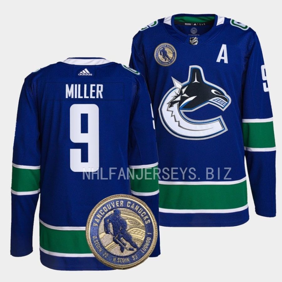 j.t. miller canucks blue 2022 hhof warmup jersey