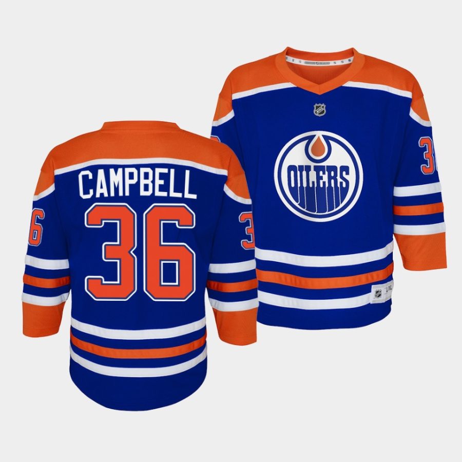 jack campbell oilers 2022 23home youth royal jersey