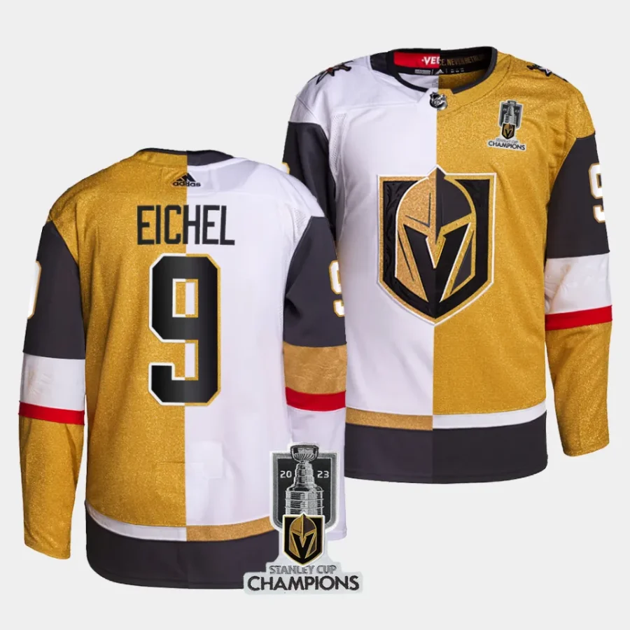 jack eichel vgk white gold 2023 stanley cup champions split jersey