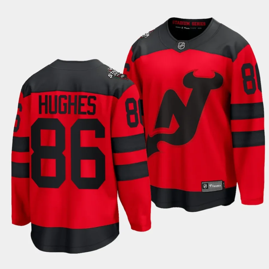 jack hughes devils red 2024 nhl stadium series breakaway player jersey