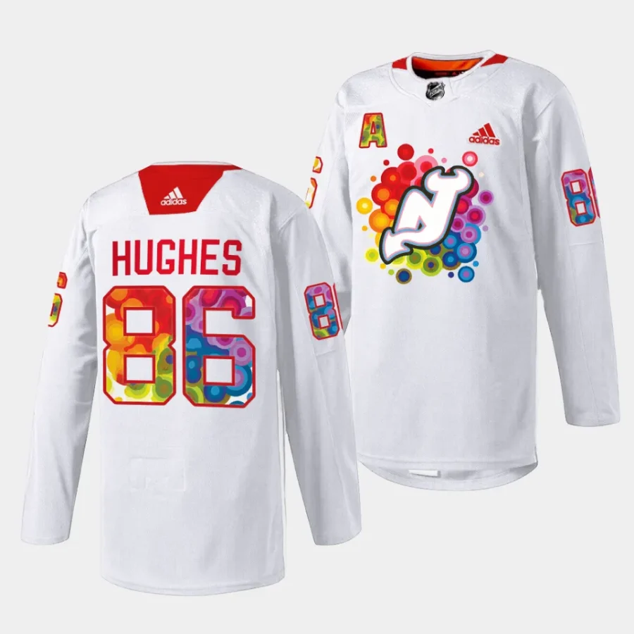 jack hughes devils white 2023 pride night special jersey