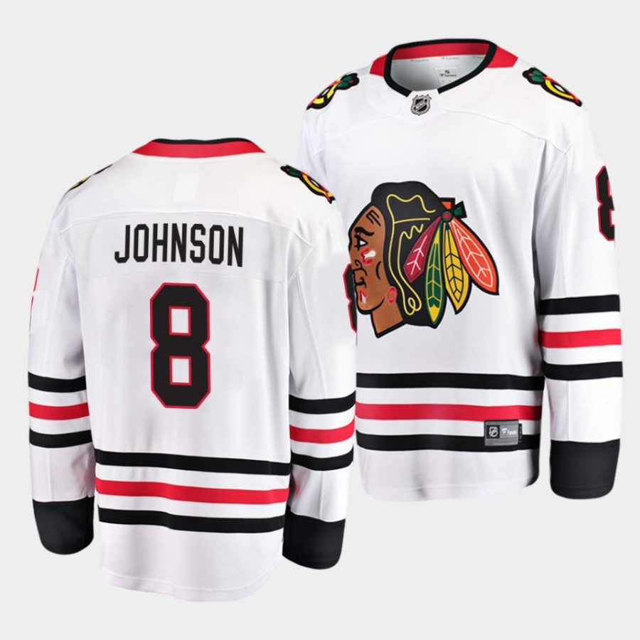 jack johnson blackhawks white away breakaway player jersey