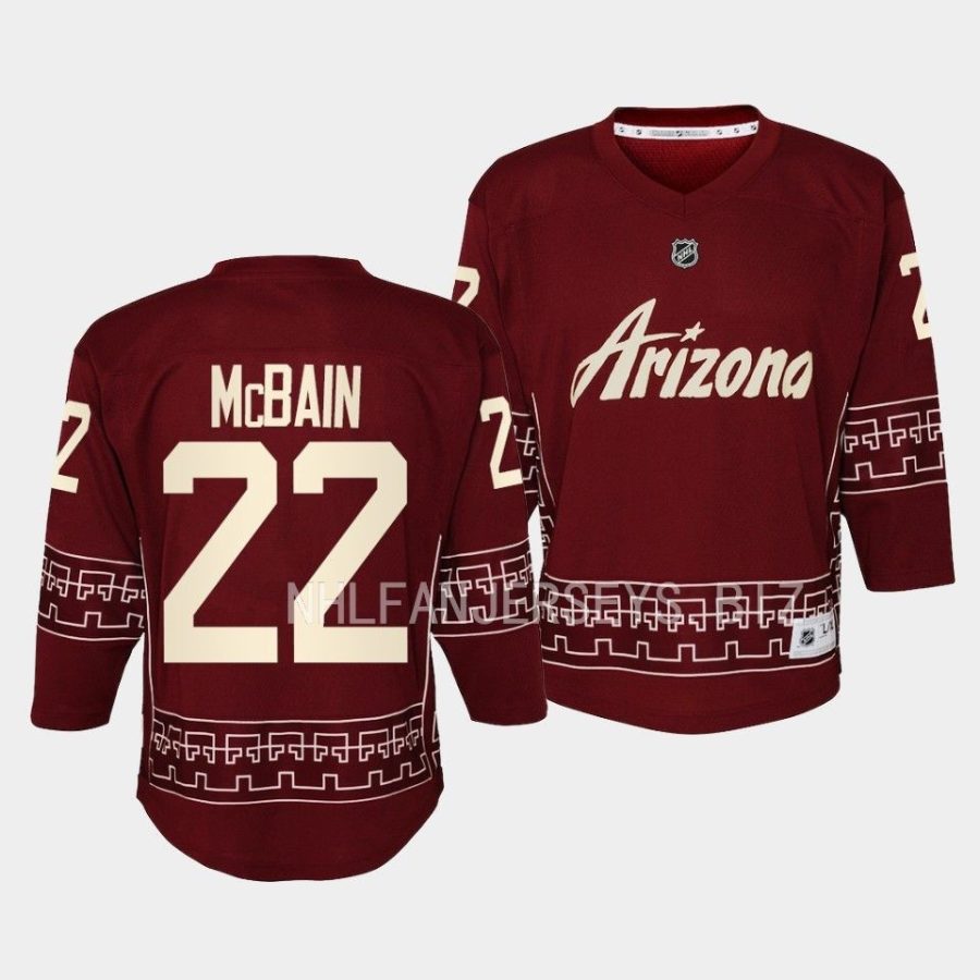 jack mcbain coyotes 2022 23desert night alternate youth garnet jersey