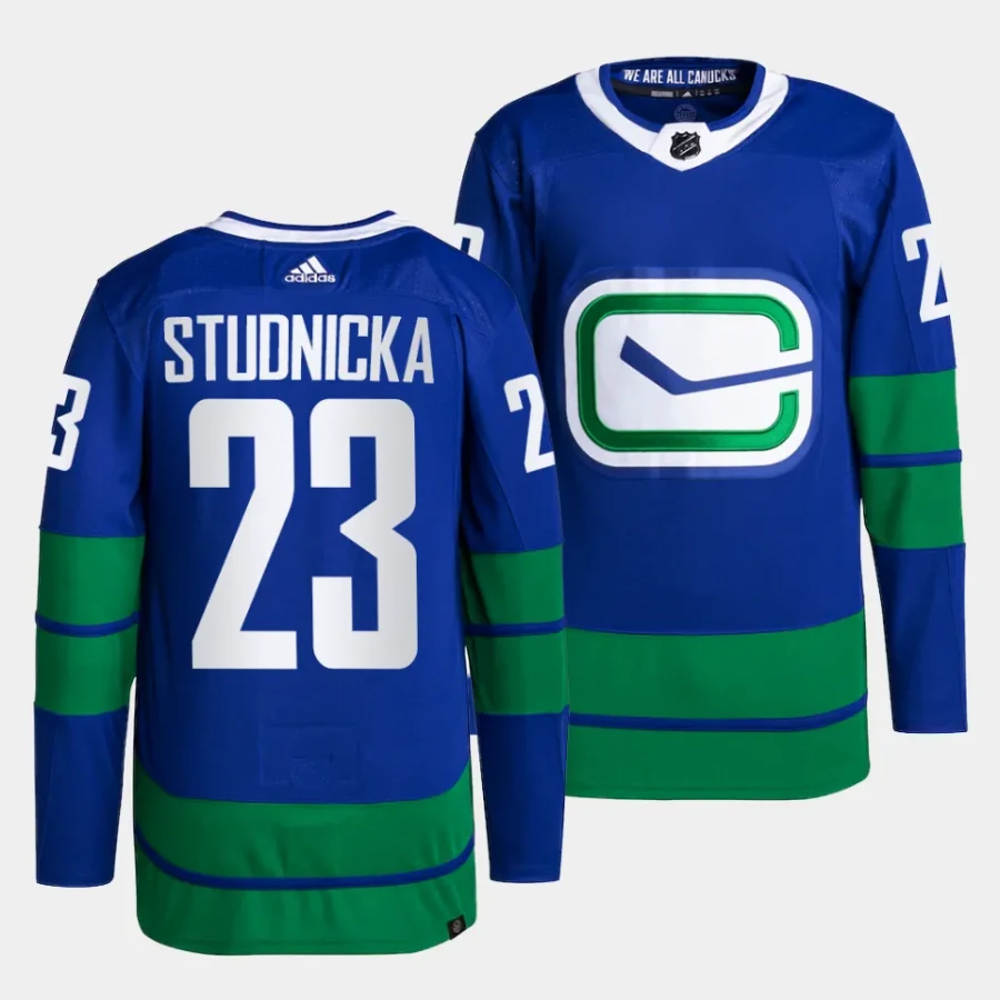 jack studnicka canucks blue alternate primegreen authentic projersey