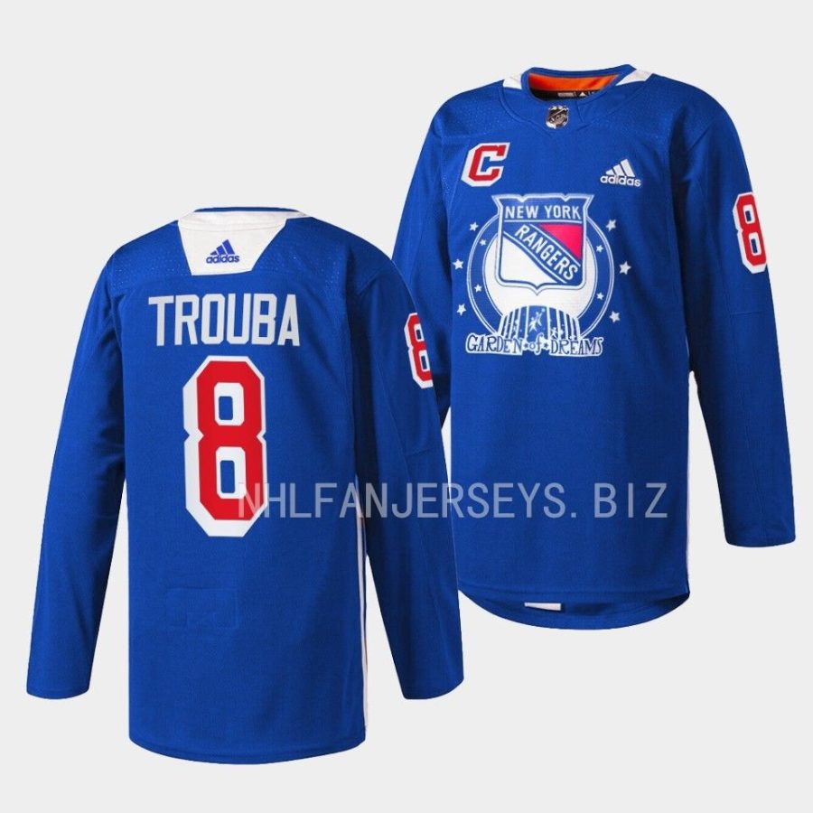 jacob trouba rangers blue 2022garden of dreams warmups jersey