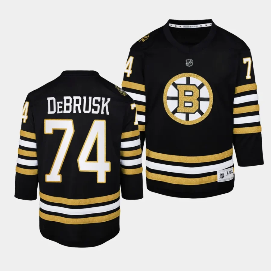 jake debrusk bruins 2023 24100th anniversary youth blackpremier jersey