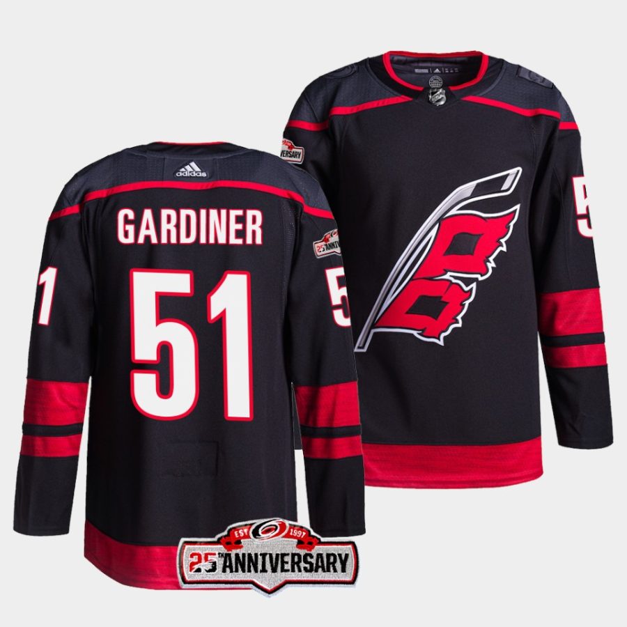 jake gardiner hurricanes black 2022 23authentic home 25th anniversary jersey