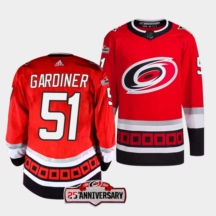 jake gardiner hurricanes red 2022 23alternate 25th anniversary jersey