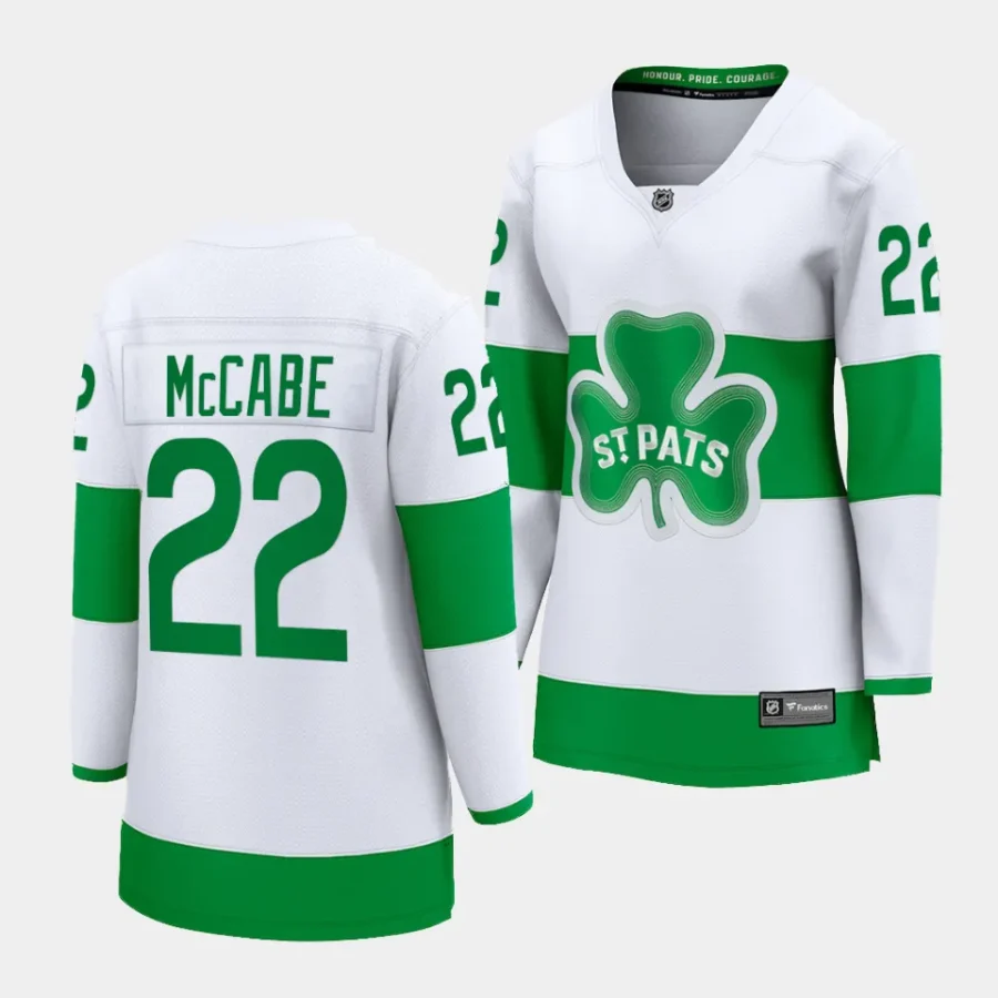 jake mccabe maple leafs white 2024 st. patricks alternate premier womenjersey