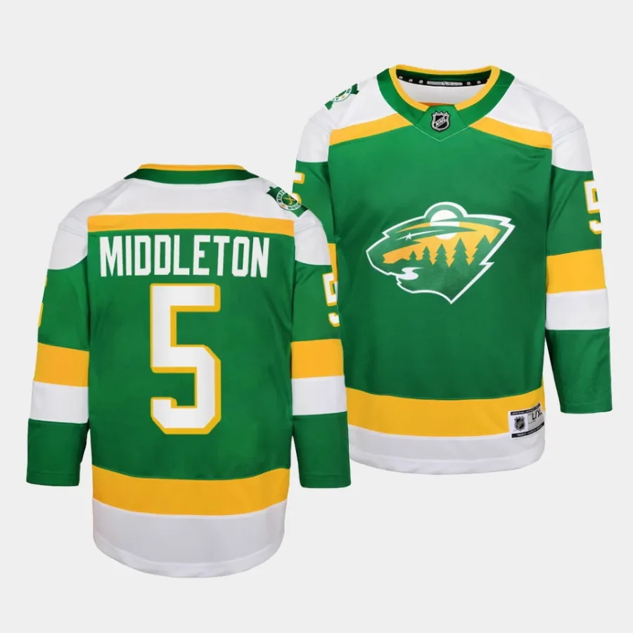 jake middleton wild 2023 24alternate youth greenreplica player jersey