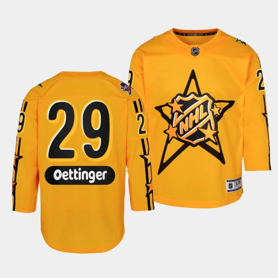 jake oettinger stars 2024 nhl all star game youth yellowpremier jersey