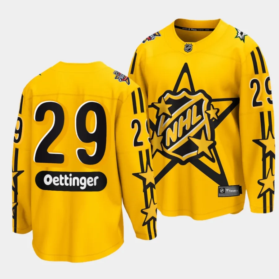 jake oettinger stars yellow 2024 nhl all star game breakaway jersey