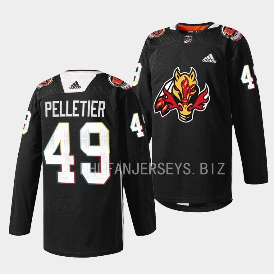 jakob pelletier flames black 2023indigenous celebration night warmup jersey