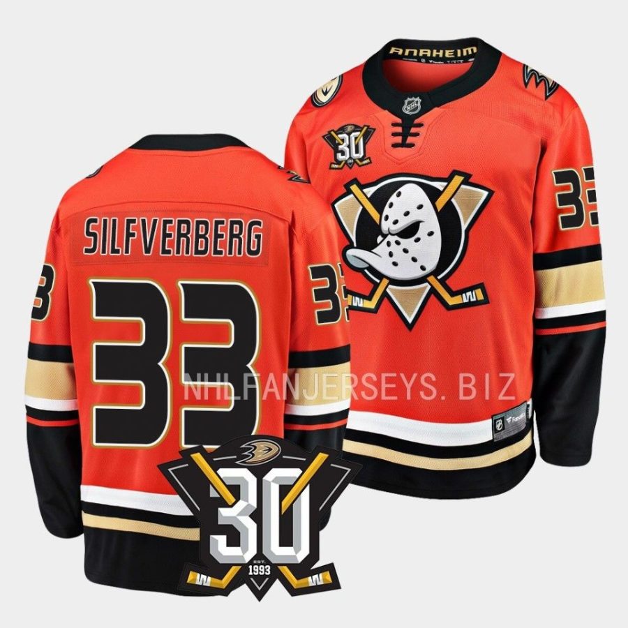 jakob silfverberg ducks orange 2023 2430th anniversary home jersey