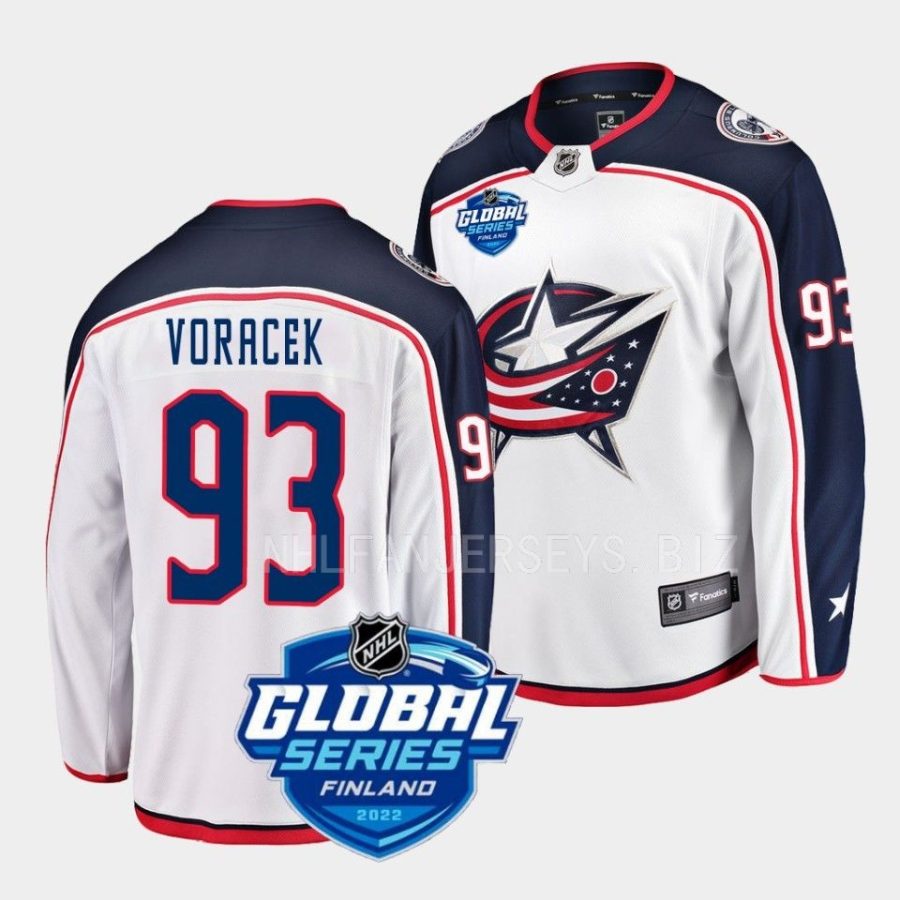 jakub voracek blue jackets white 2022 nhl global series away jersey