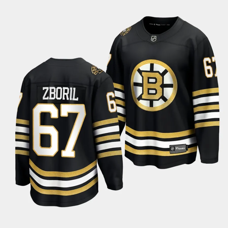 jakub zboril bruins black 2023 24 100th anniversary premier jersey