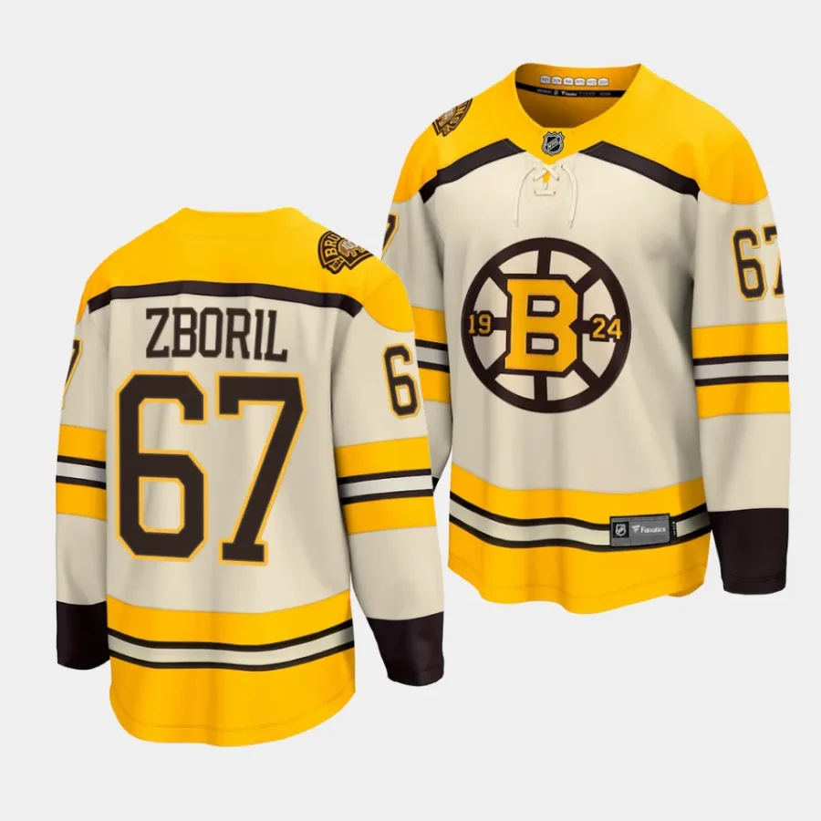 jakub zboril bruins cream 2023 24100th anniversary premier jersey