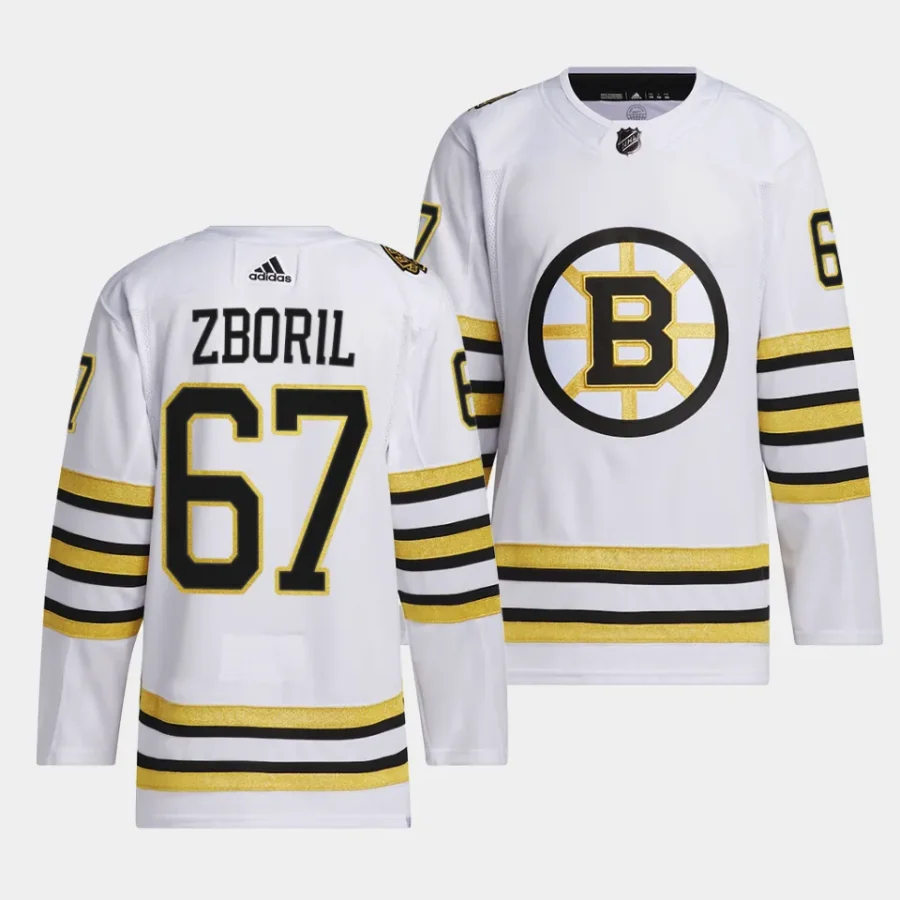 jakub zboril bruins white 2023 24100th anniversary primegreen authentic playerjersey