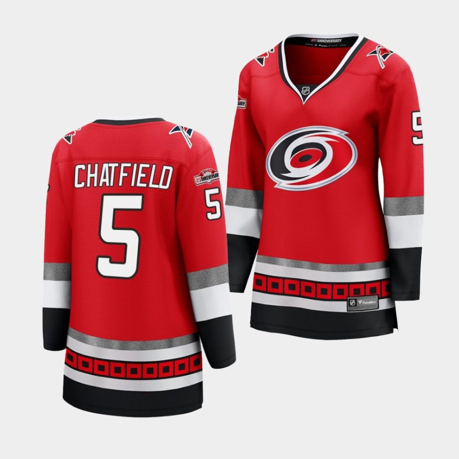 jalen chatfield hurricanes red 25th anniversary women jerseys