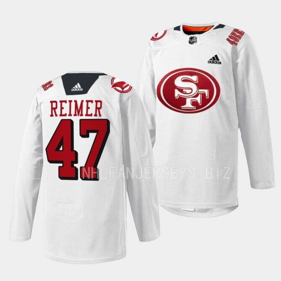 james reimer sharks specialty warm up 202249er mash up white jersey