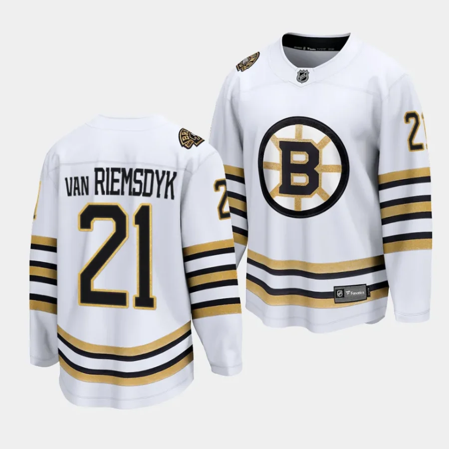 james van riemsdyk bruins white 2023 24100th anniversary premier jersey