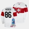 janis j.j. moser switzerland 2023 iihf world championship home white jersey