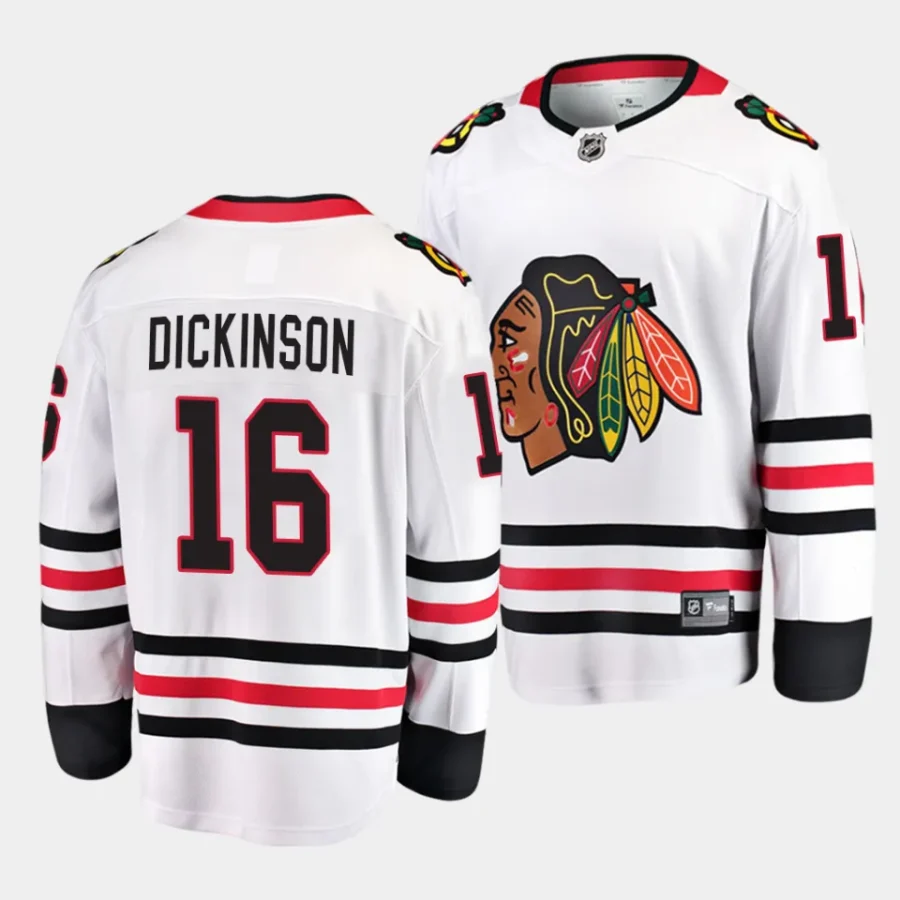 jason dickinson blackhawks white away breakaway player jersey