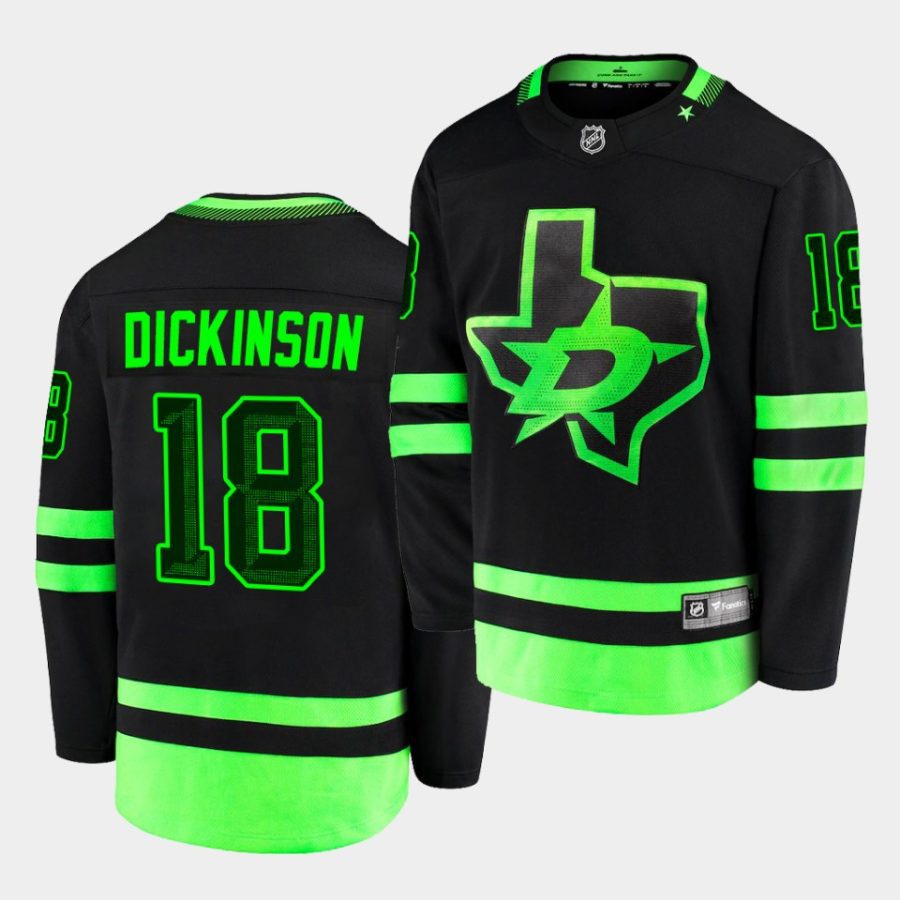 jason dickinson stars black third blackout replica jersey