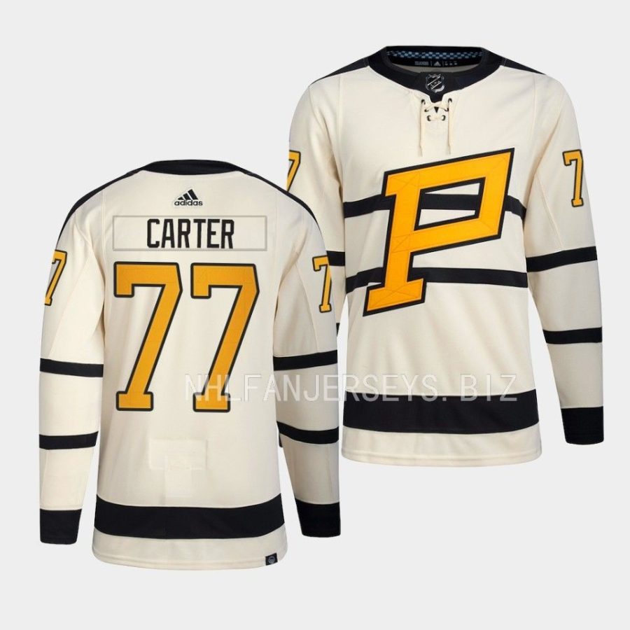 jeff carter penguins cream 2023 winter classic primegreen jersey