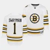 jeremy swayman bruins 2023 24100th anniversary youth white jersey