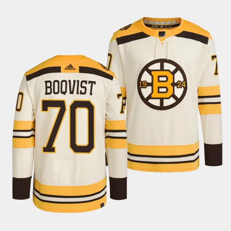 jesper boqvist bruins cream 2023 24100th anniversary primegreen authentic playerjersey