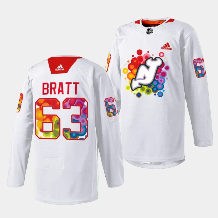 jesper bratt devils white 2023 pride night special jersey