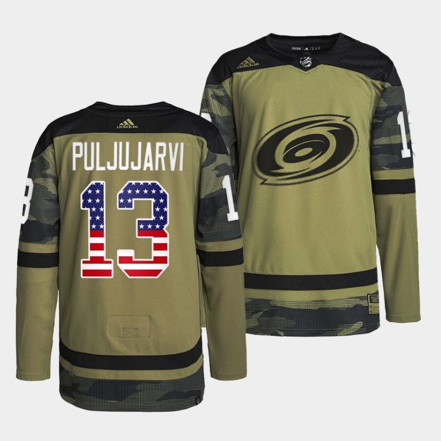 jesse puljujarvi hurricanes camo 2023military appreciation warmup jersey