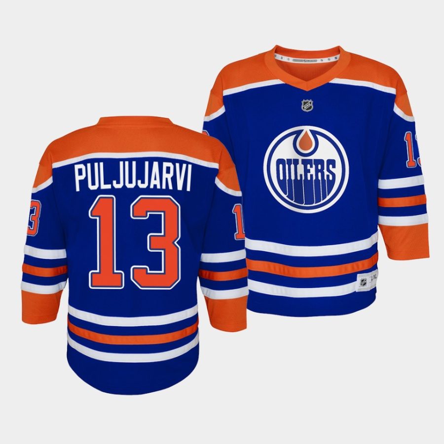 jesse puljujarvi oilers 2022 23home youth royal jersey