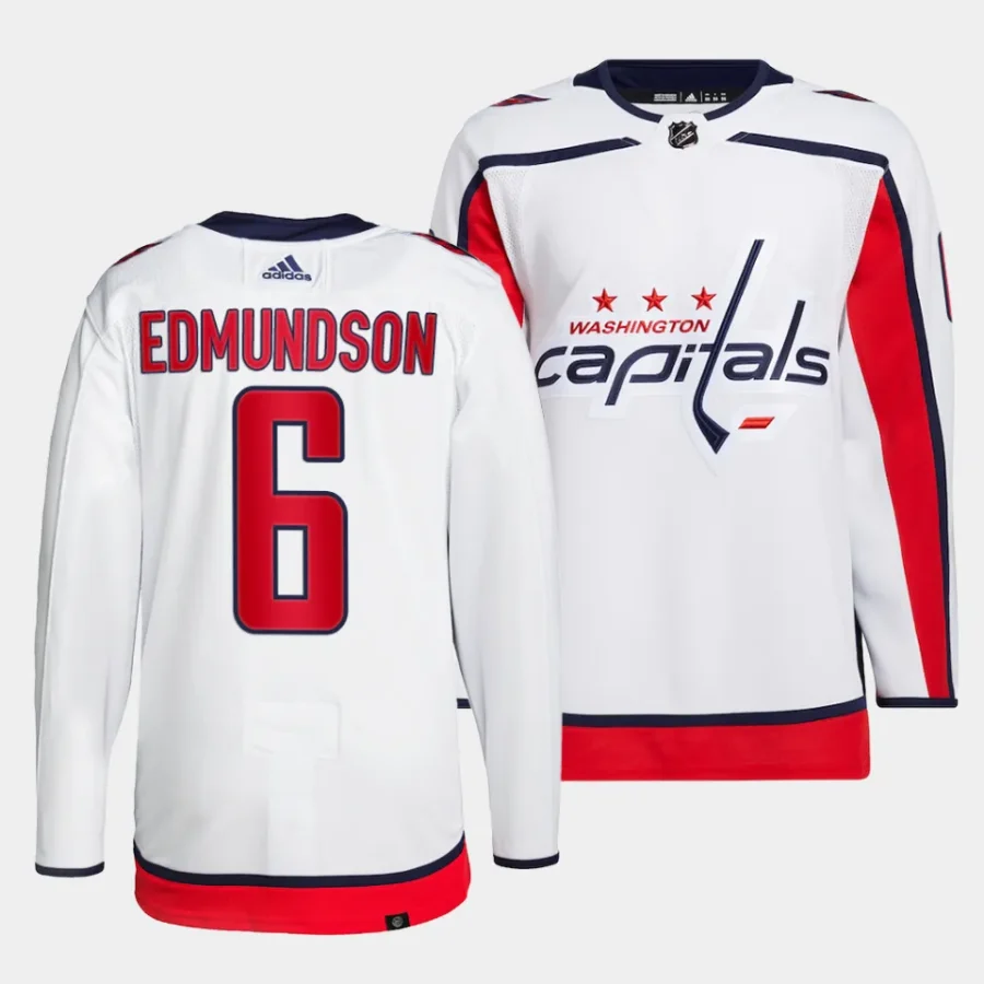 joel edmundson capitals white away authentic pro jersey