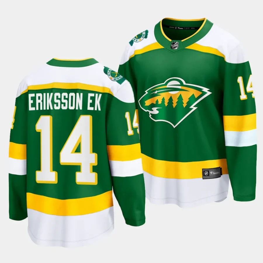 joel eriksson ek wild green 2023 24alternate breakaway player jersey