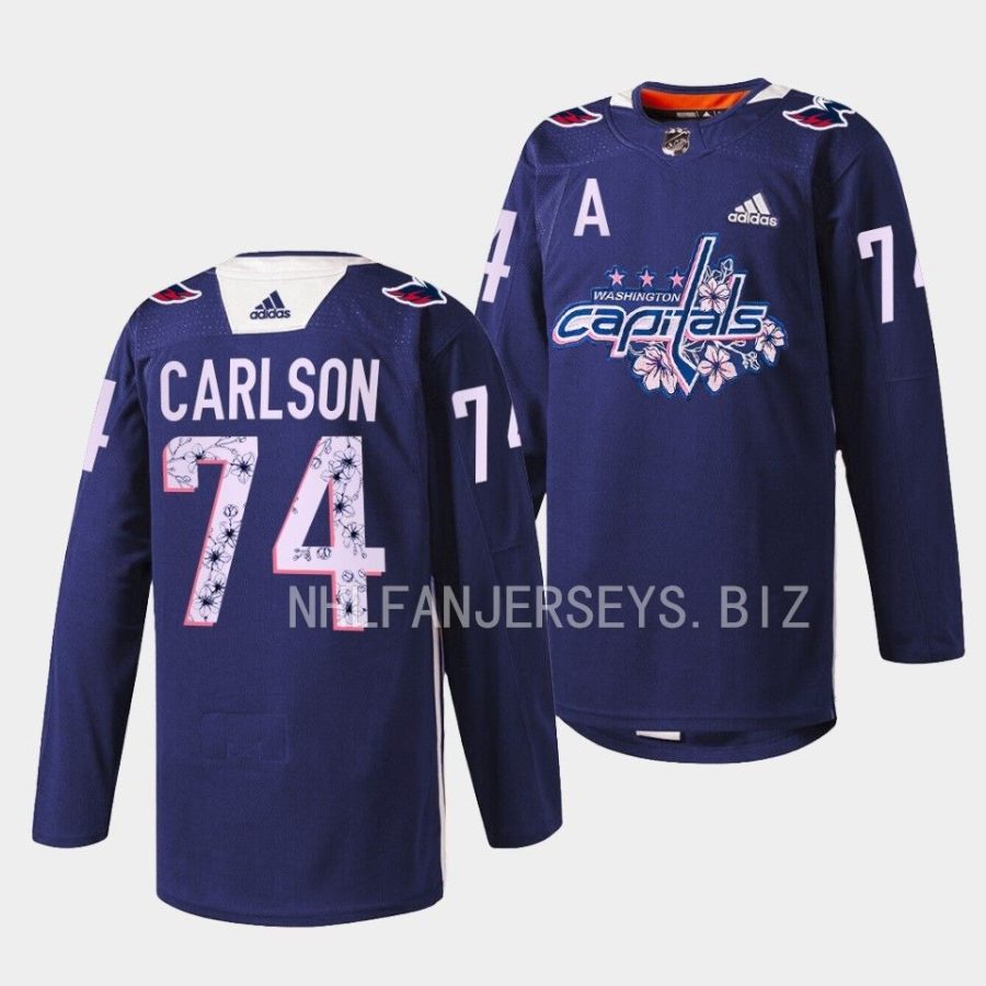 john carlson capitals navy 2023cherry blossom warmup jersey