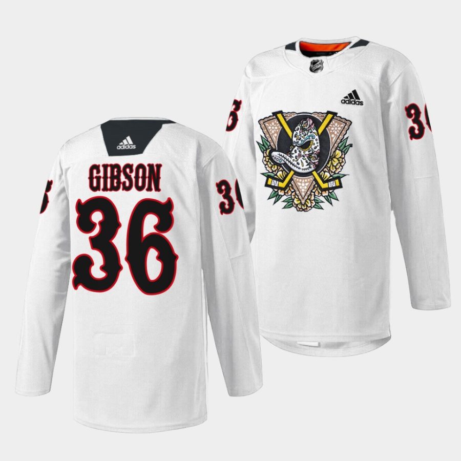 john gibson ducks warmup 2022dia de muertos night white jersey