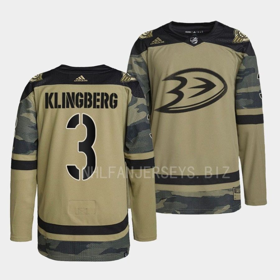 john klingberg ducks camo 2022military appreciation night warmup jersey