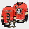 john klingberg ducks orange 2023 2430th anniversary home jersey