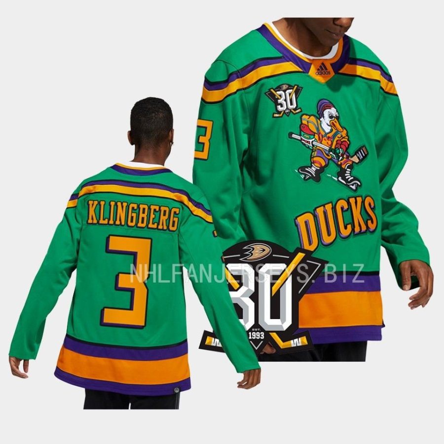 john klingberg mighty ducks green 2023 2430th anniversary throwback jersey