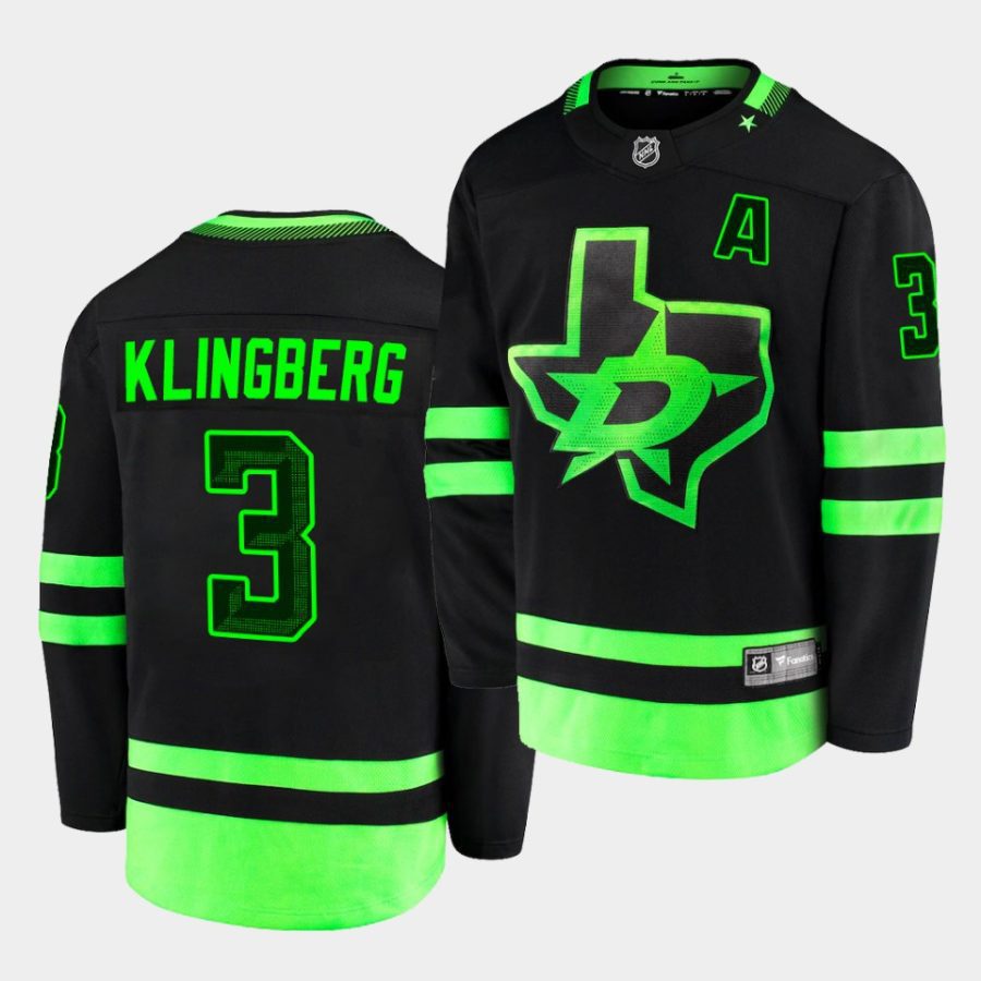 john klingberg stars black third blackout replica jersey