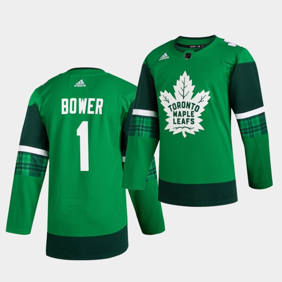 johnny bower maple leafs 2020 st. patricks day green jersey