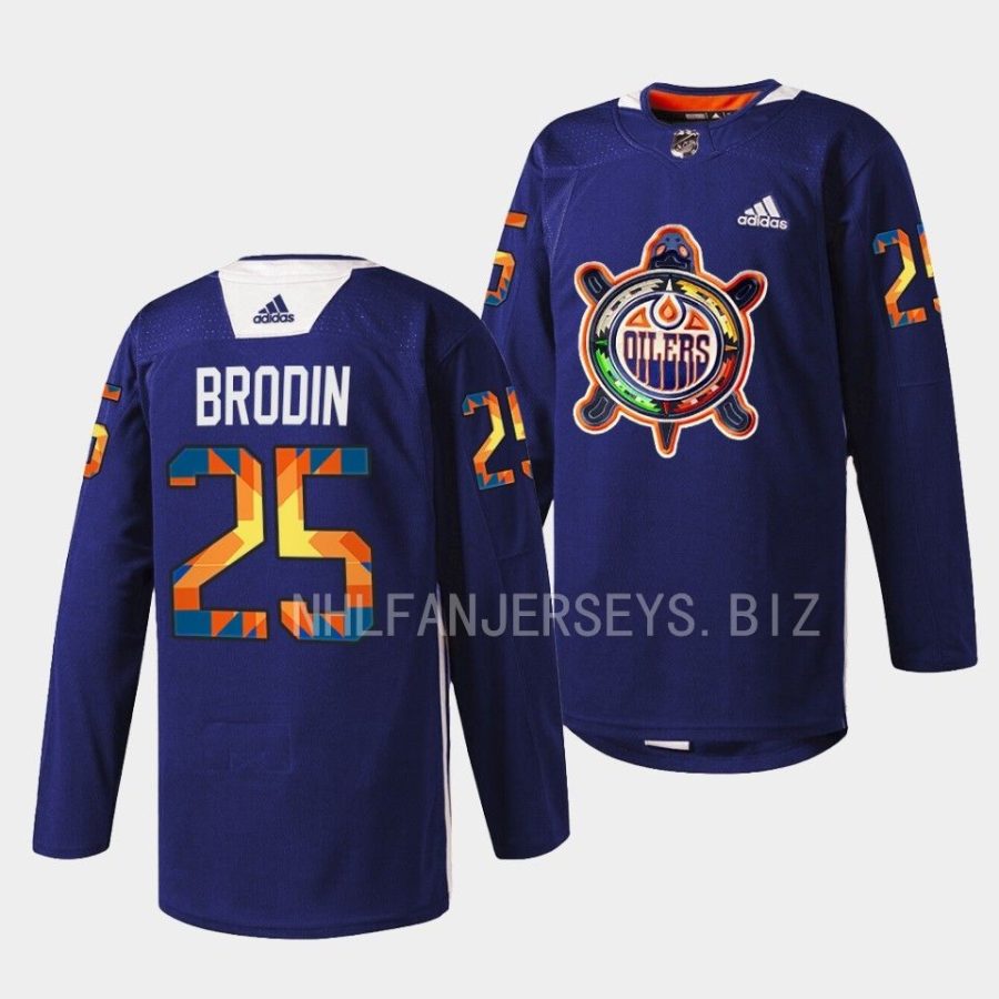 jonas brodin wild warmup 2022indigenous celebration night navy jersey