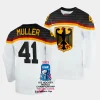 jonas muller germany 2023 iihf world championship home white jersey