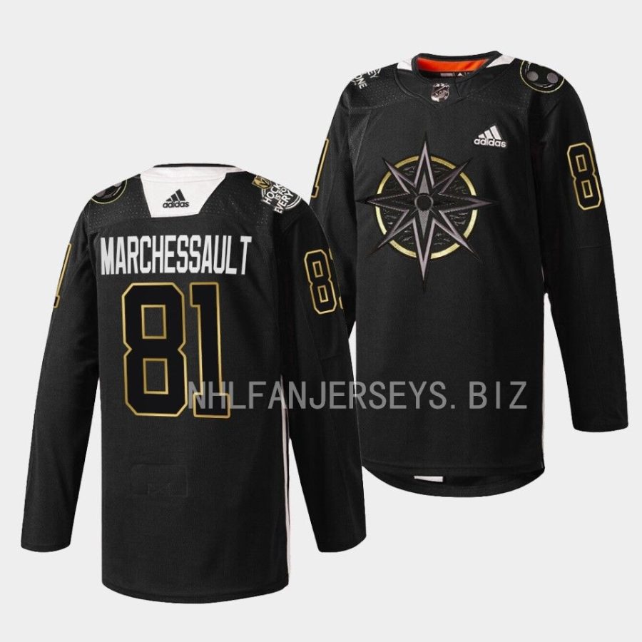 jonathan marchessault golden knights warmups 2023black history night black jersey